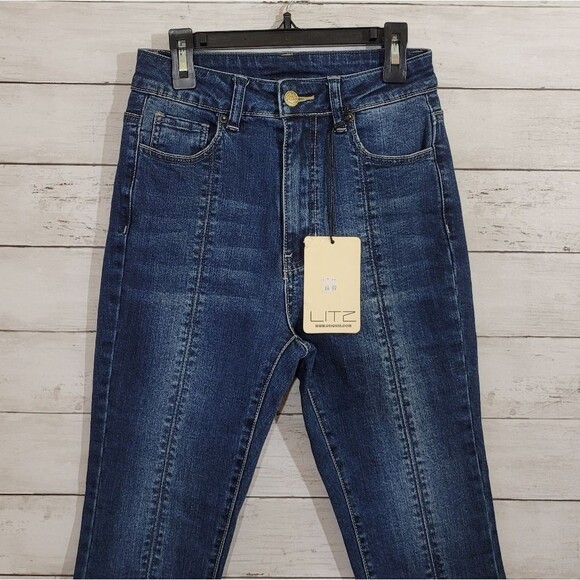 Boutique Brand Litz Women's Split Hem Cropped Jeans Retro 90s Style Size 25 - Picture 6 of 11